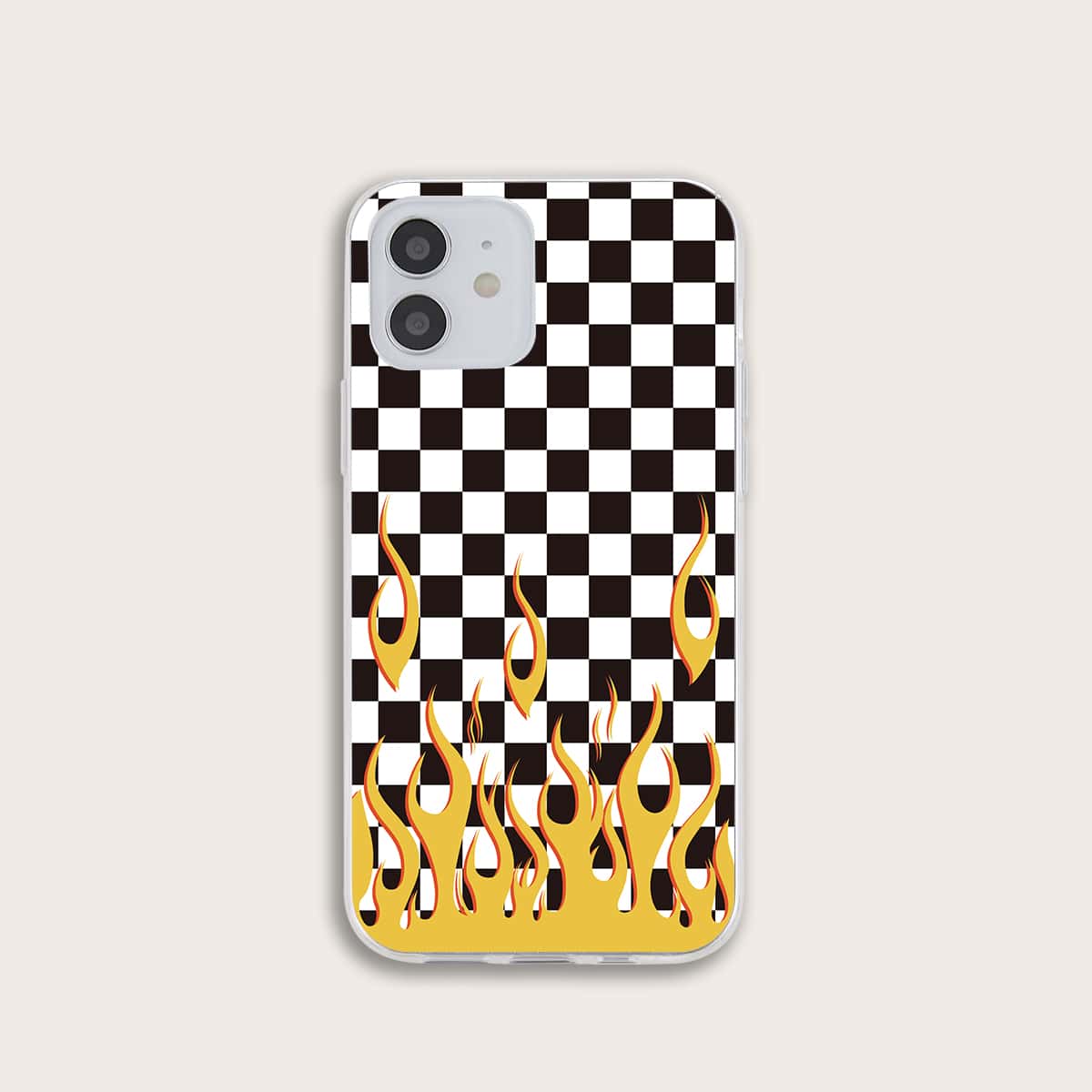 

Fire Pattern Checkered iPhone Case, Yellow