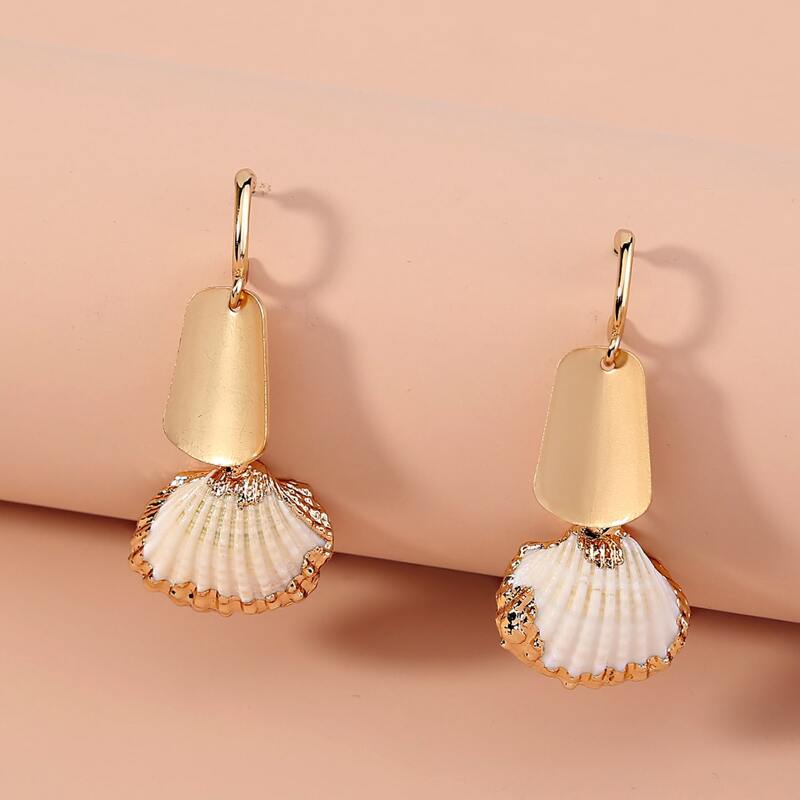 

Gold Plated Shell Drop Earrings, Multicolor