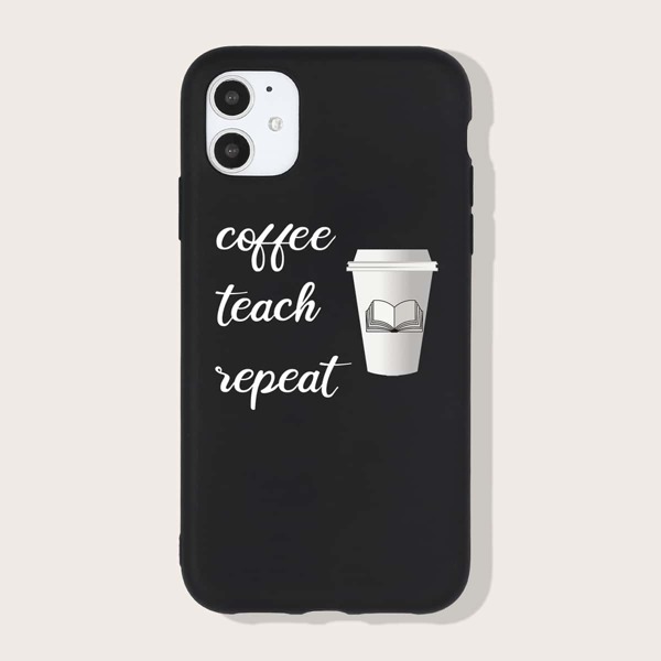 

Чехол для iPhone с узором кофе, Чёрный