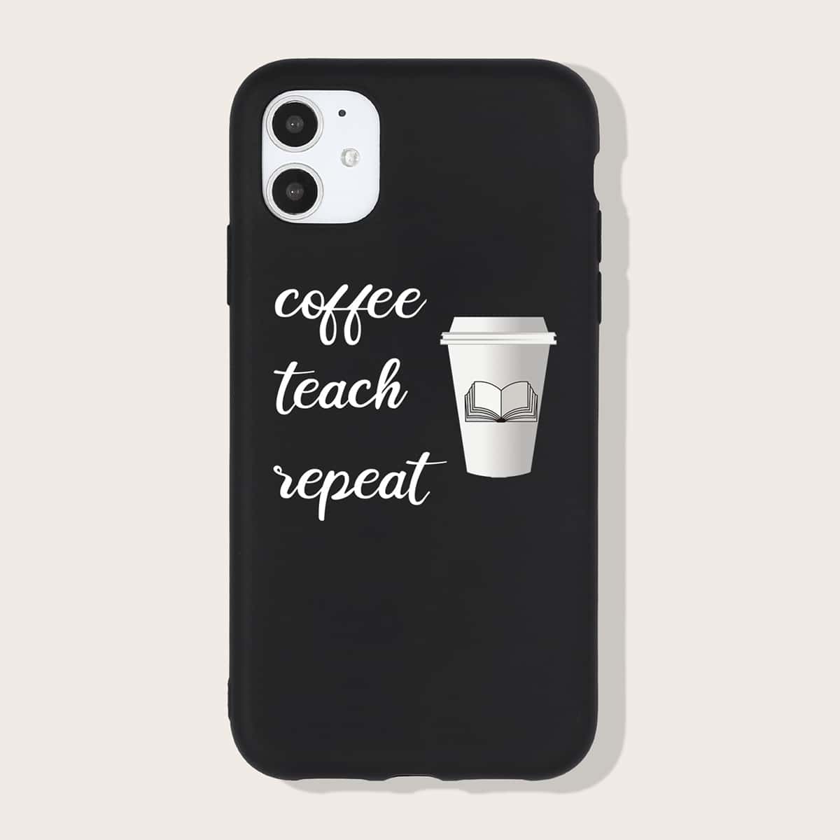

Coffee Pattern iPhone Case, Black