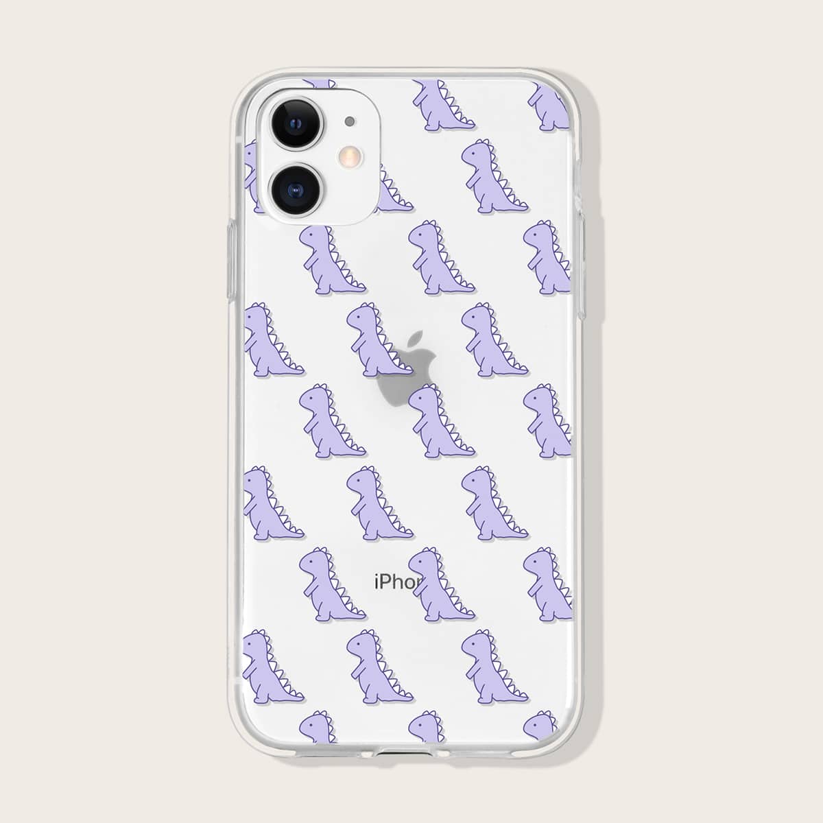 

Cartoon Dinosaur Clear iPhone Case, Purple