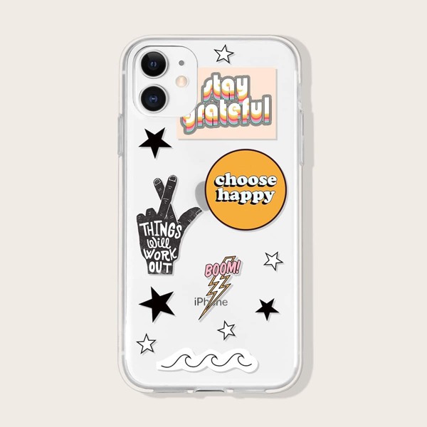 

Прозрачный чехол для iPhone с узором звезды, Многоцветный