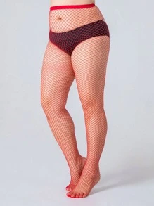 Plus Fishnet Tight - Red - View 1