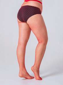 Plus Fishnet Tight - Red - View 2