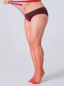 Plus Fishnet Tight - Red - View 3