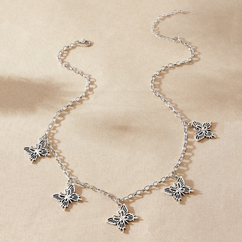 

Butterfly Charm Necklace, Silver
