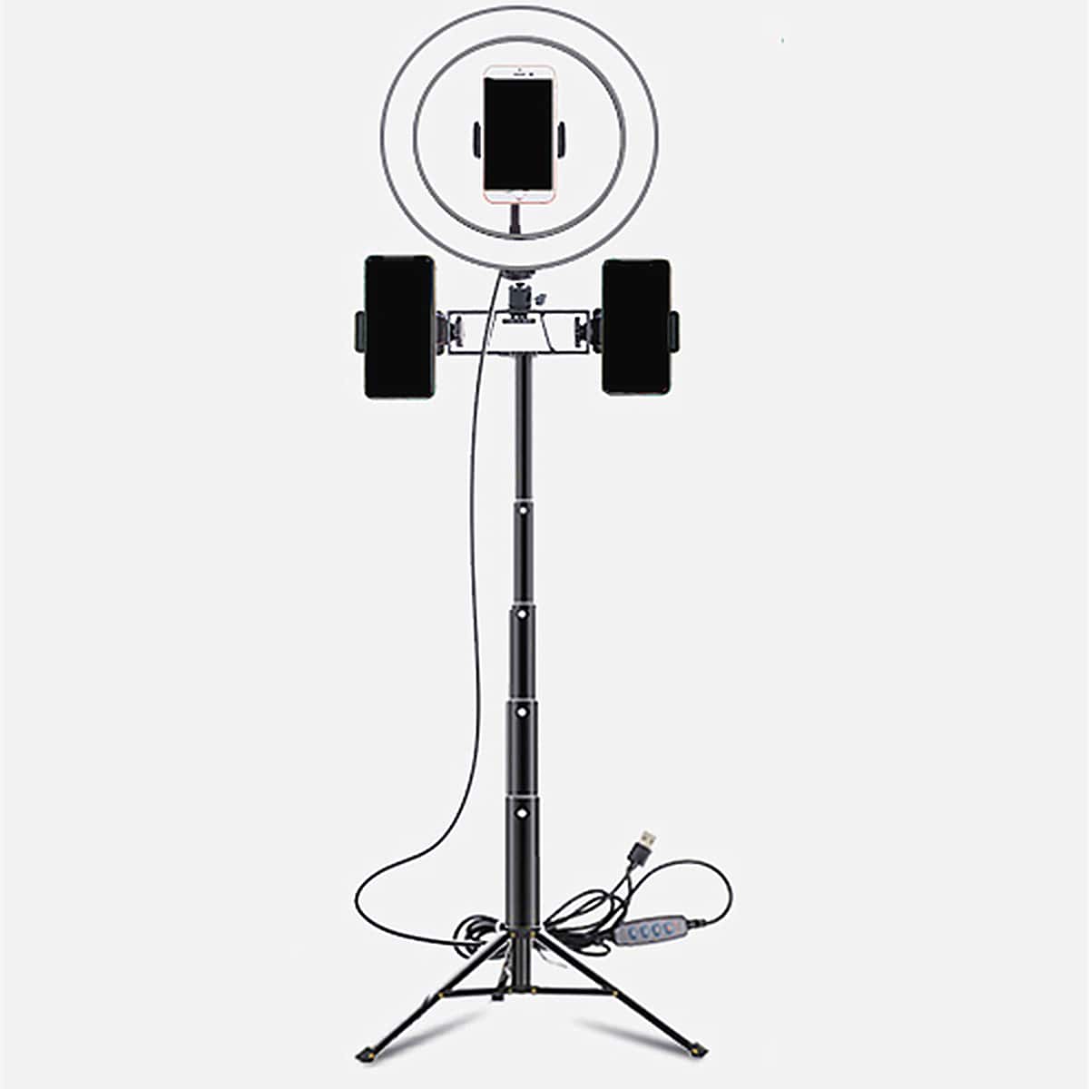 

Multiple Devices Holder With Selfie Ring Light, Black