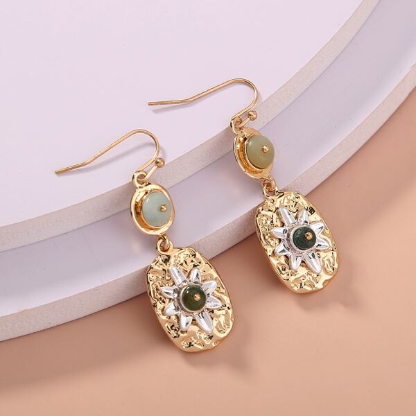 

Textured Metal Geometric Drop Earrings, Multicolor
