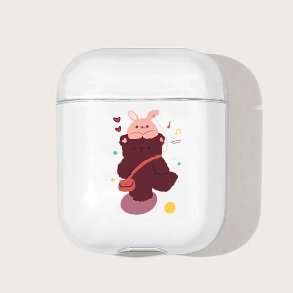 

Прозрачный чехол для Airpods с принтом медведя