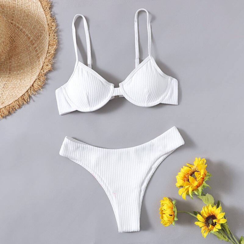 

Underwire Cami Bikini Swimsuit, White