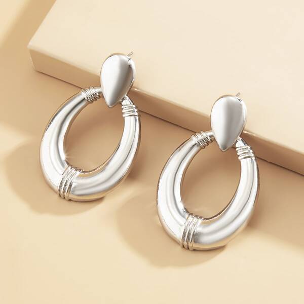

Geometric Drop Earrings, Silver