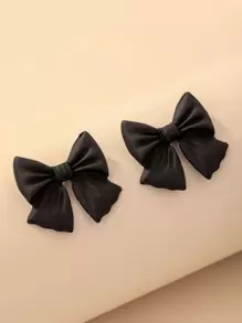 Andkiss Bow Design Stud Earrings - Black - View 1