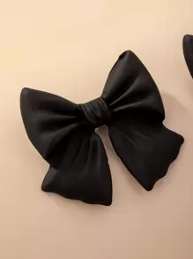 Andkiss Bow Design Stud Earrings - Black - View 3