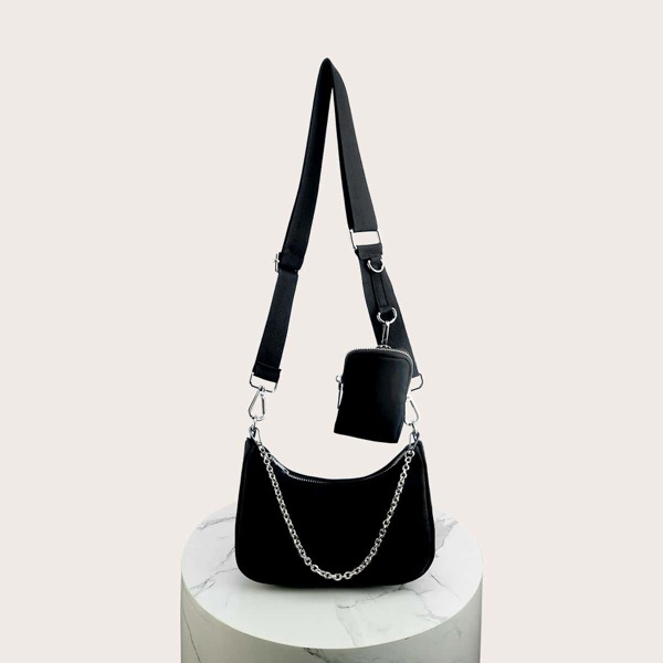 

Minimalist Crossbody Bag With Purse, Black