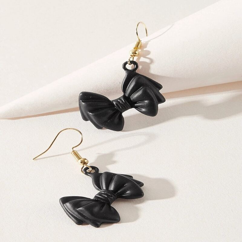 

Bow Drop Earrings, Black