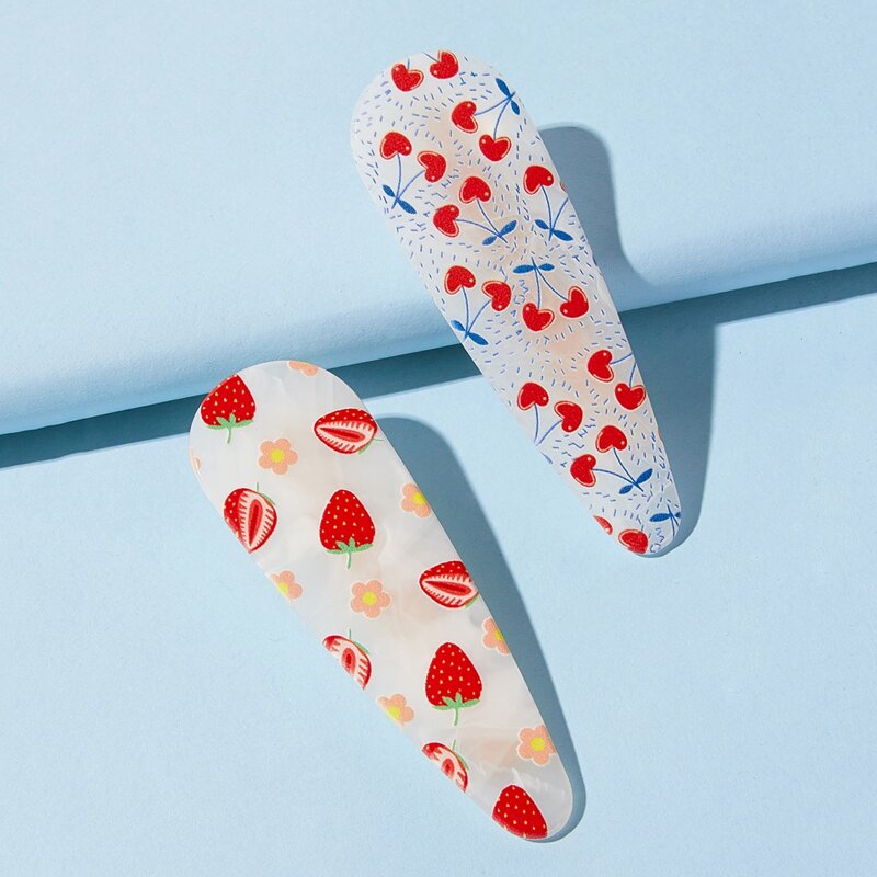 

2pcs Fruit & Floral Hair Clip, Multicolor