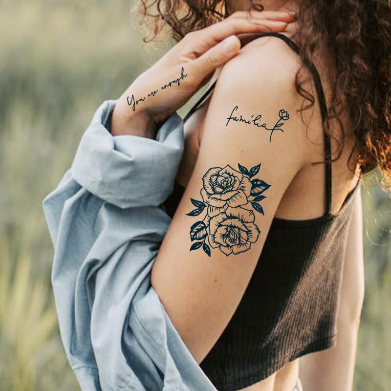 

1sheet Flower Pattern Tattoo Sticker, Blue