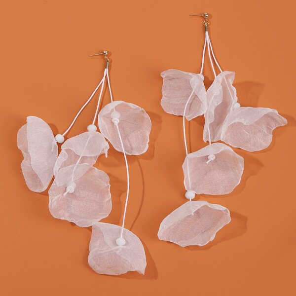 

Petal Design Drop Earrings, White