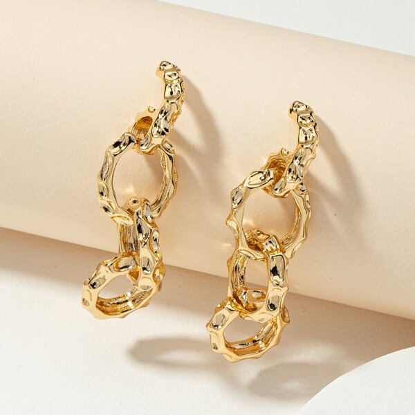 

Textured Chain Drop Earrings, Gold