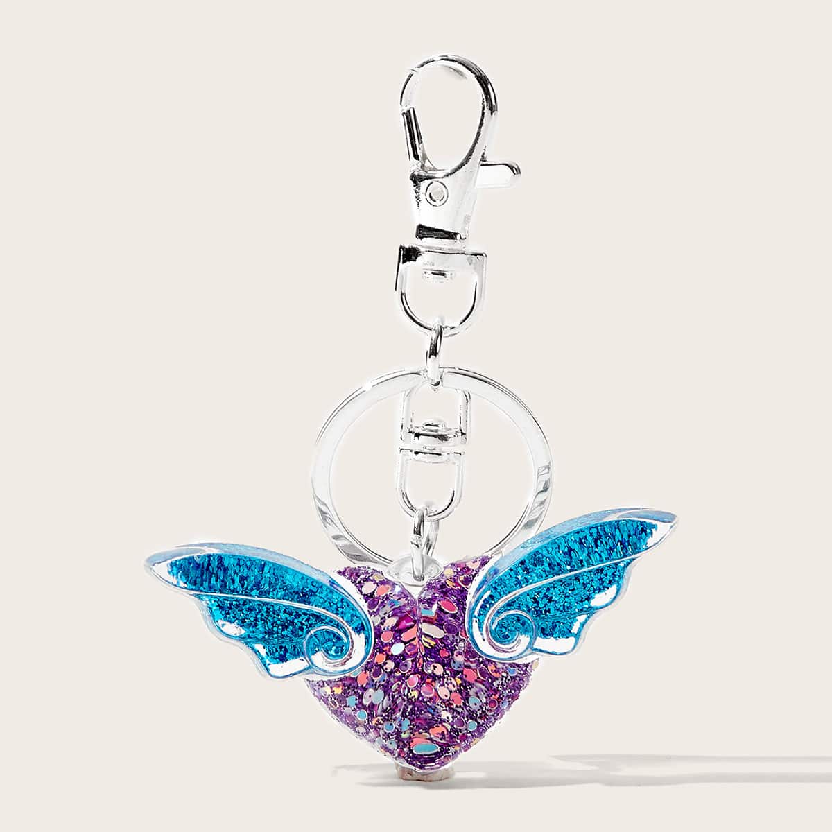 

Sequin Heart & Wing Bag Charm, Multicolor