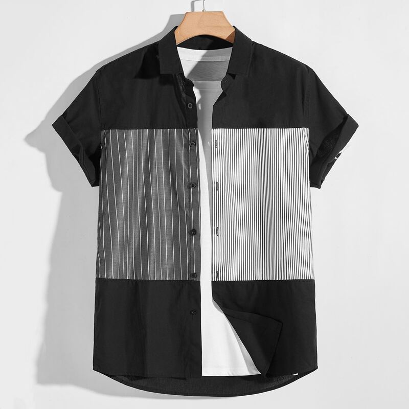 

Guys Striped Print Button Front Shirt Without Tee, Multicolor
