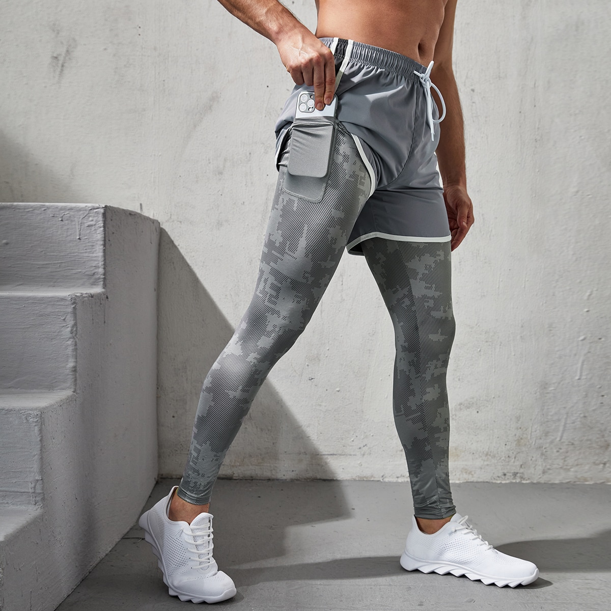 Мужские спортивные тайтсы с кулиской на кулиске