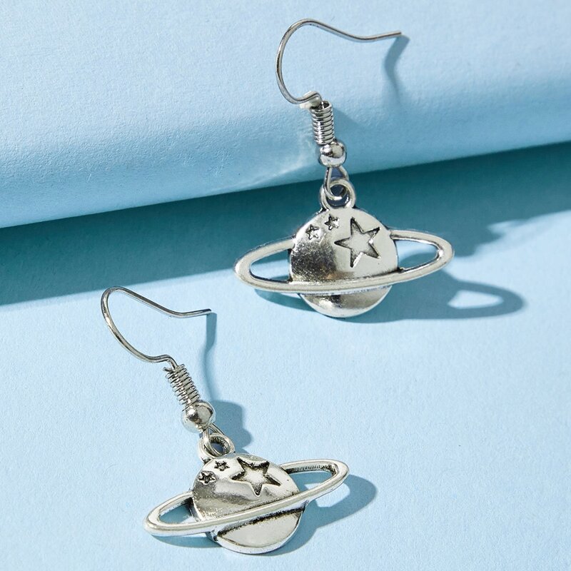 

Planet Drop Earrings, Silver