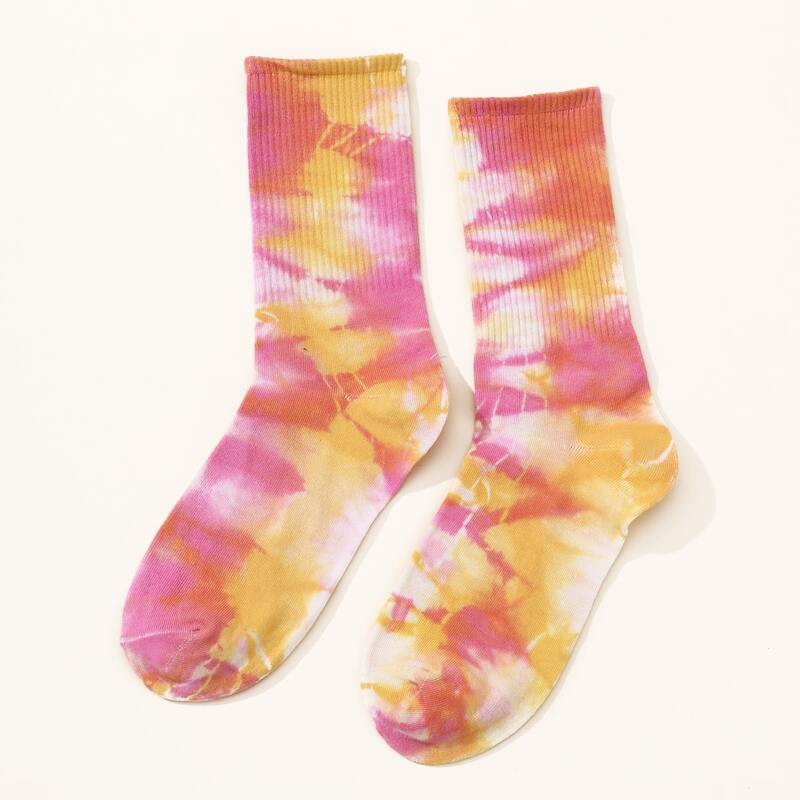 

1pair Tie Dye Crew Socks, Multicolor