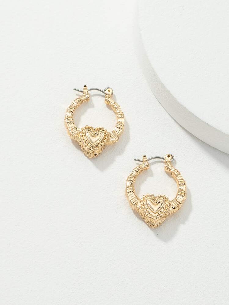 Bamboo Joint Heart Decor Hoop Earrings Valentines,Mom,Mother,Mother's Day,Gift