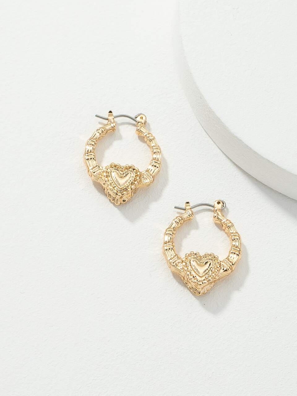 Bamboo Joint Heart Decor Hoop Earrings Valentines,Mom,Mother,Mother's Day,Gift