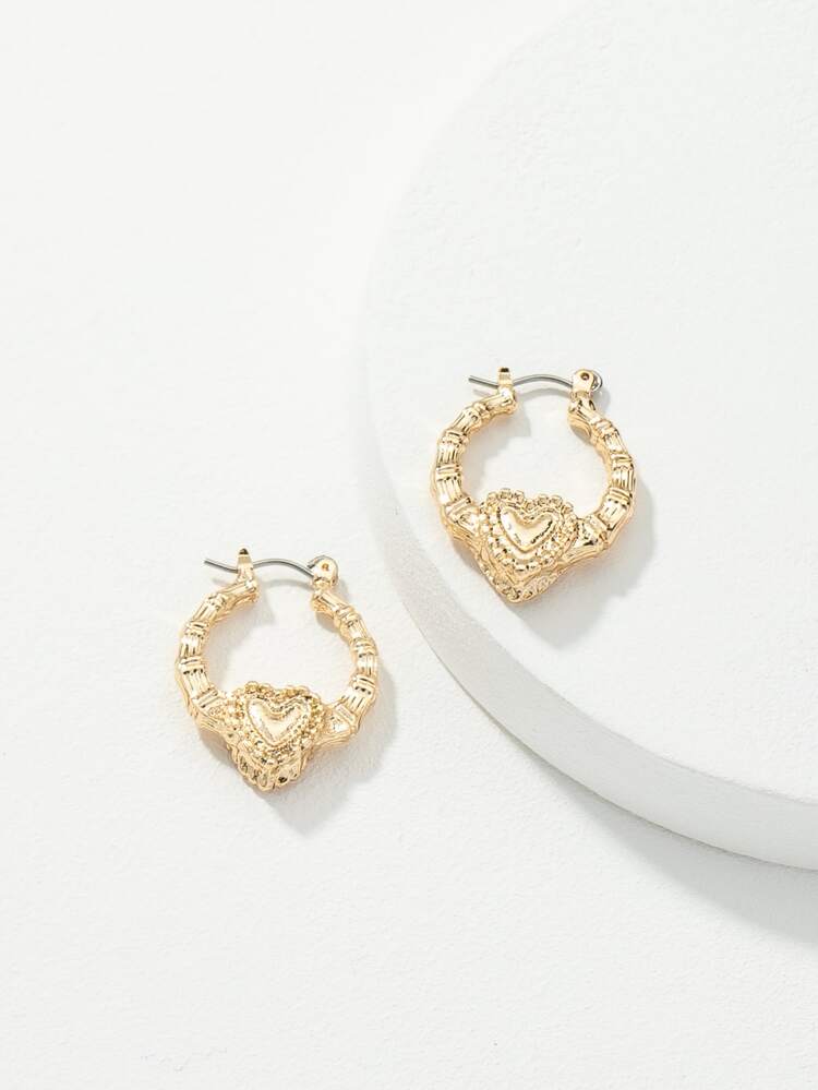 Bamboo Joint Heart Decor Hoop Earrings Valentines,Mom,Mother,Mother's Day,Gift