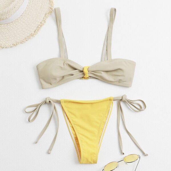 

Бикини двухцветный с завязками по бокам, Многоцветный