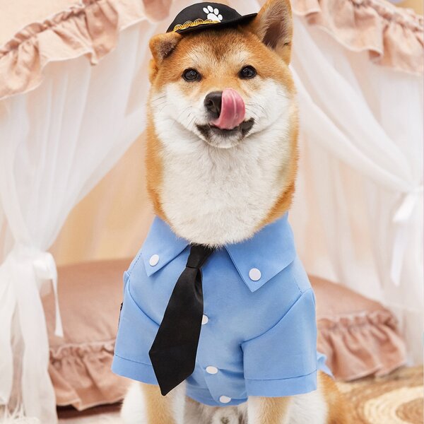 

Police Uniform Design Pet Costume, Baby blue