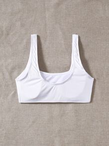 Rib Scoop Neck Bikini Top - White - View 2