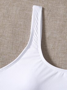 Rib Scoop Neck Bikini Top - White - View 5