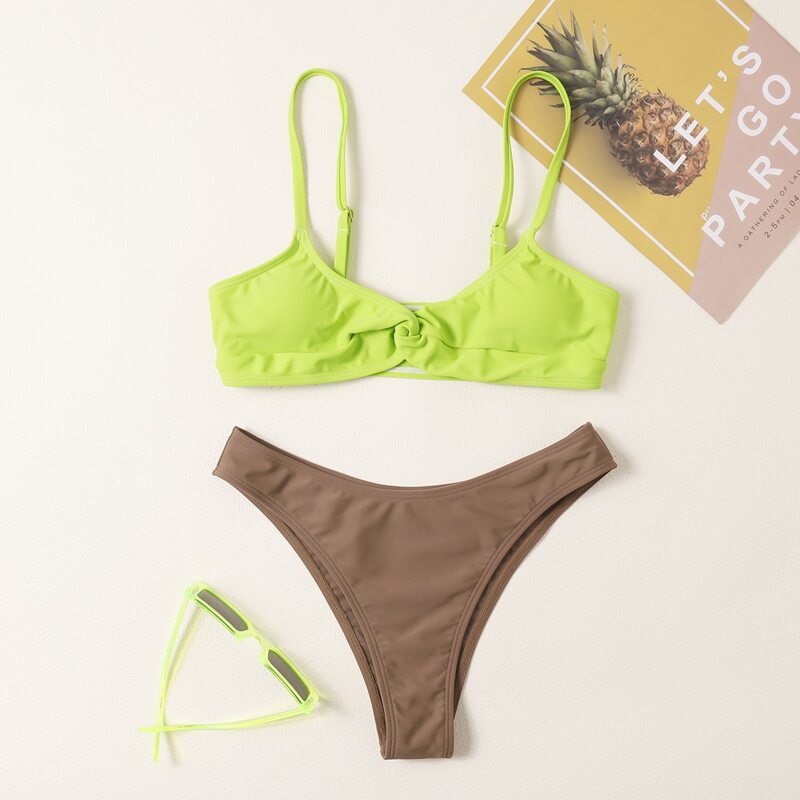 

Twist High Leg Bikini Swimsuit, Multicolor