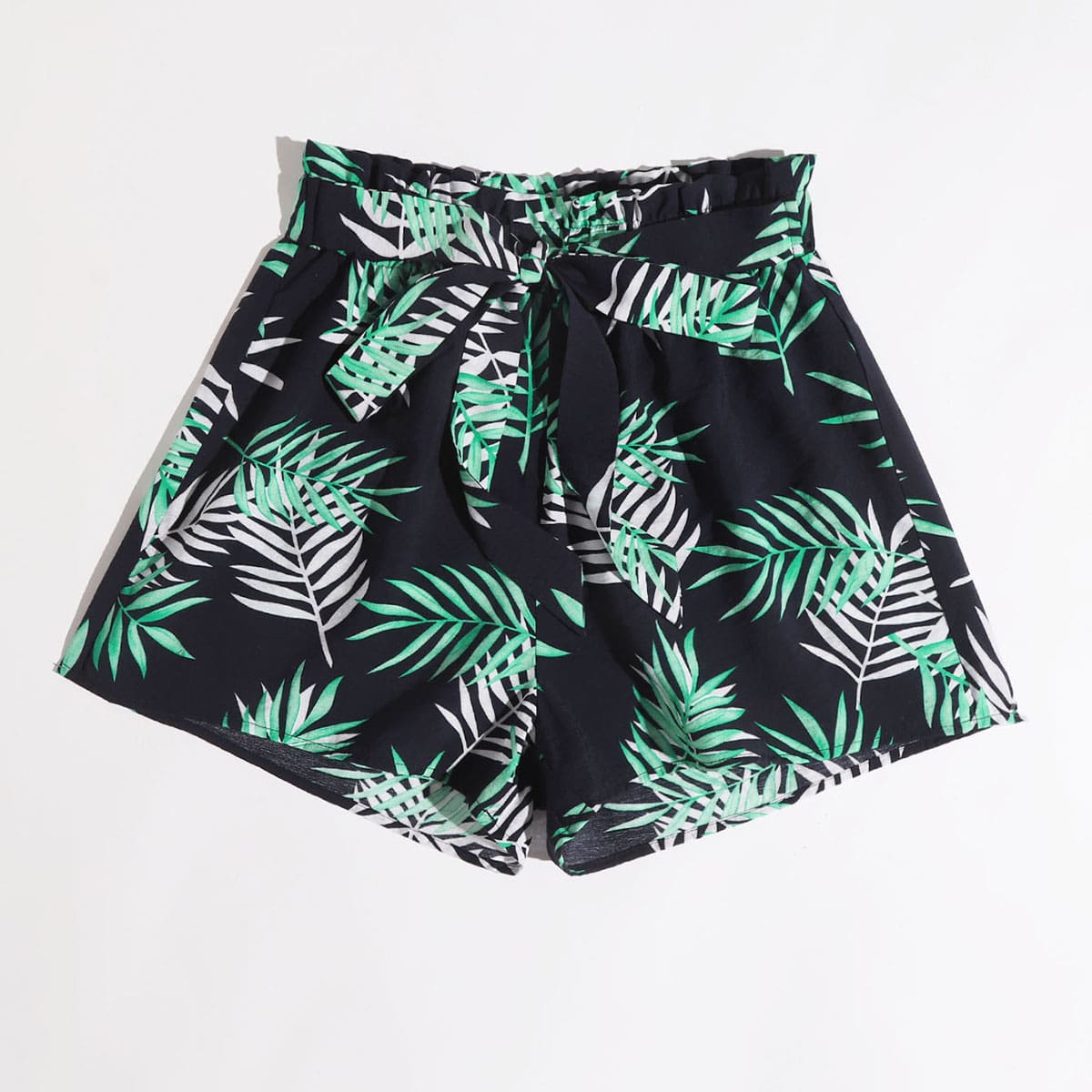 

Leaf Graphic Tie Front Shorts, Multicolor