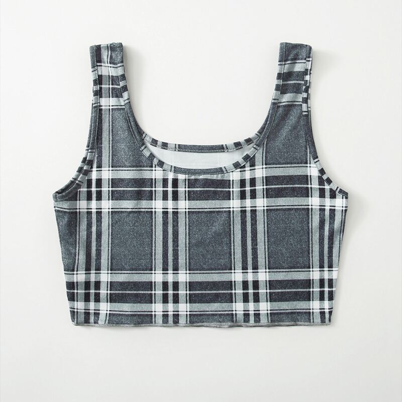 

Plaid Crop Tank Top, Multicolor