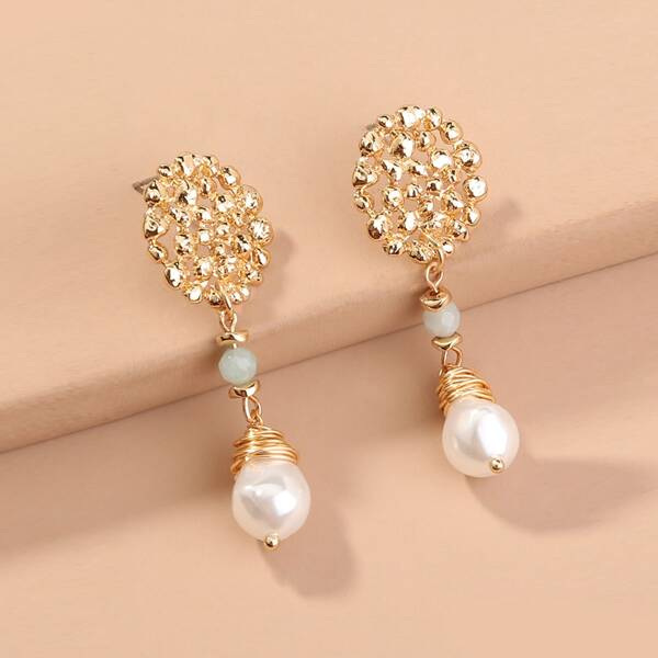 

Winding Faux Pearl Decor Drop Earrings, Multicolor