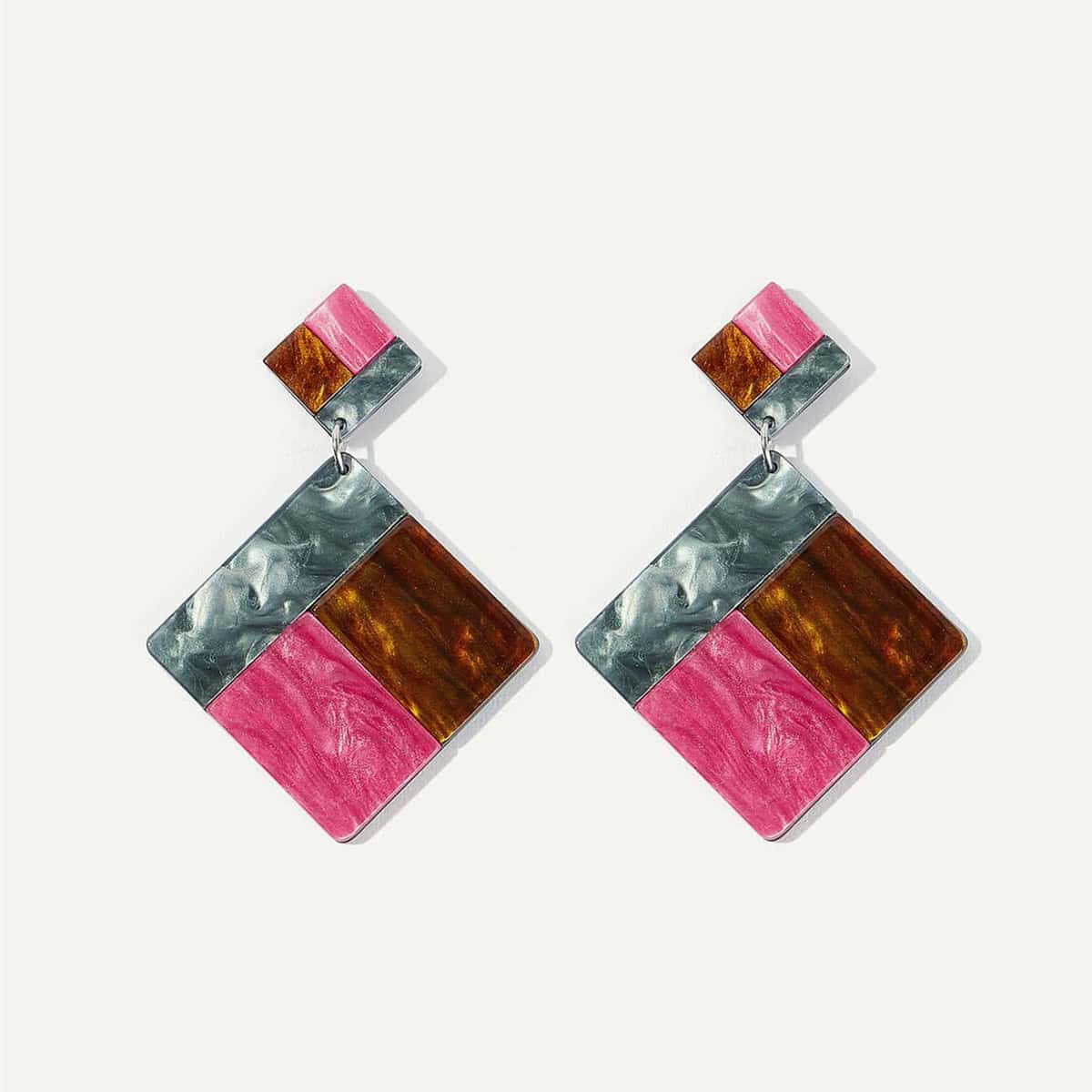 

Colorblock Geo Drop Earrings, Multicolor