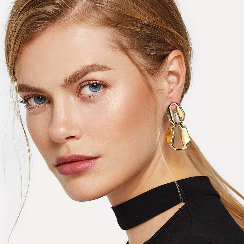 

Textured Ring Drop Earrings, Gold