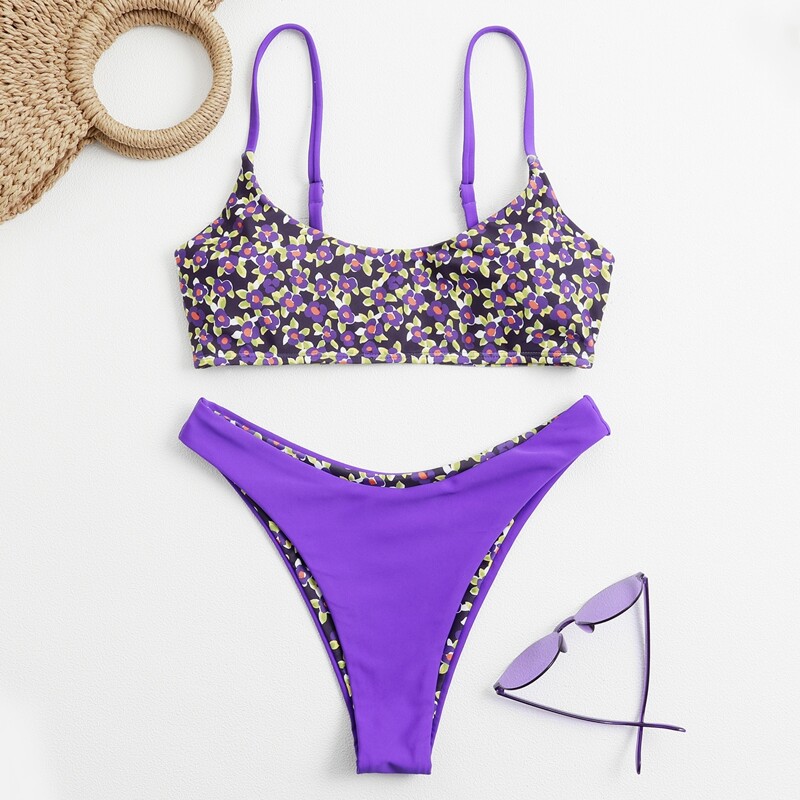 

Ditsy Floral Cami Bikini Swimsuit, Multicolor