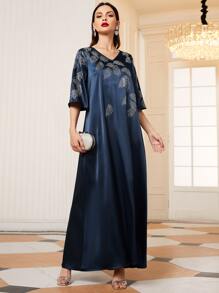 Al Najma Váy Ả Rập Pha lê kim cương Bộ lạc Hấp dẫn - Màu xanh hải quân - Xem 1