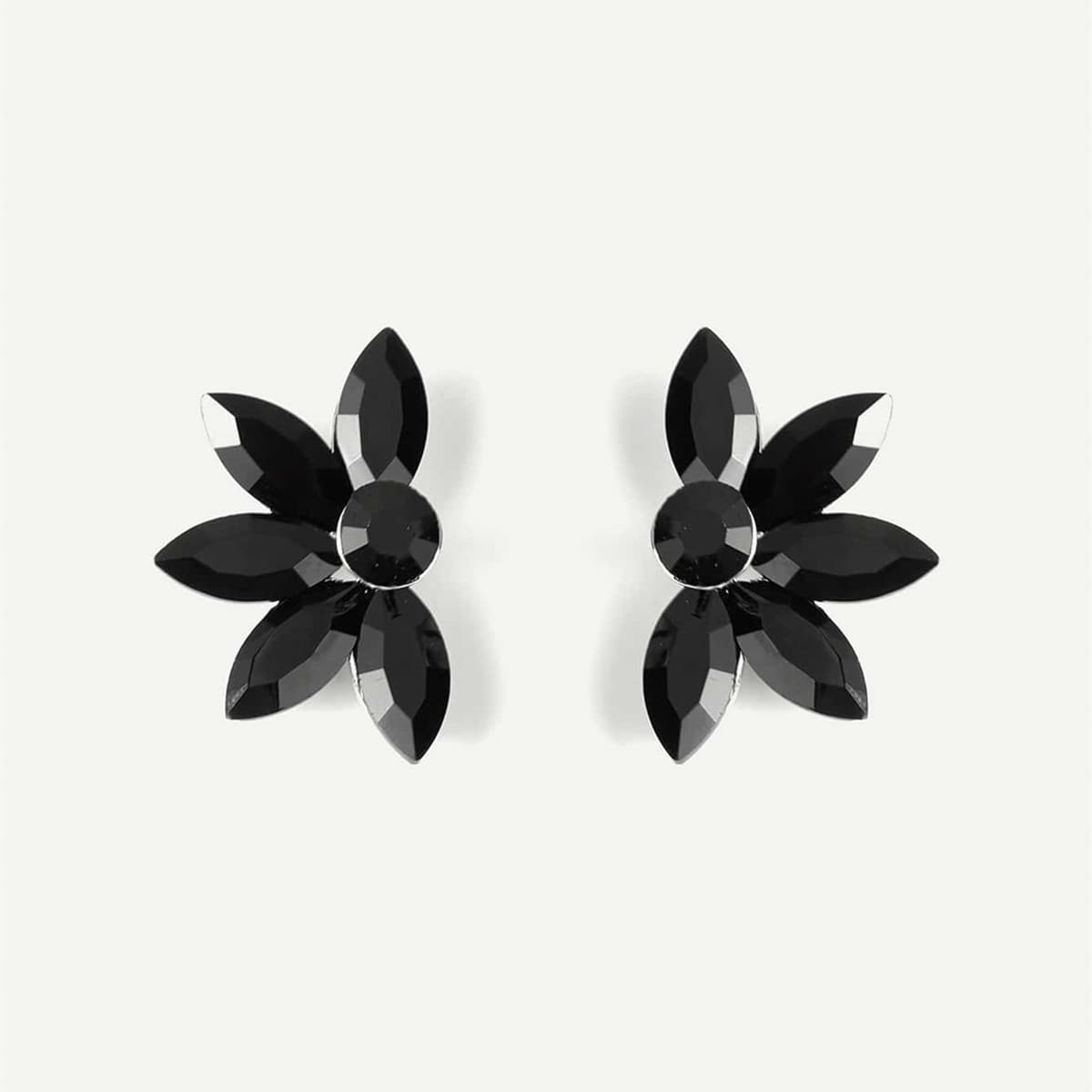 

Rhinestone Floral Stud Earrings, Black