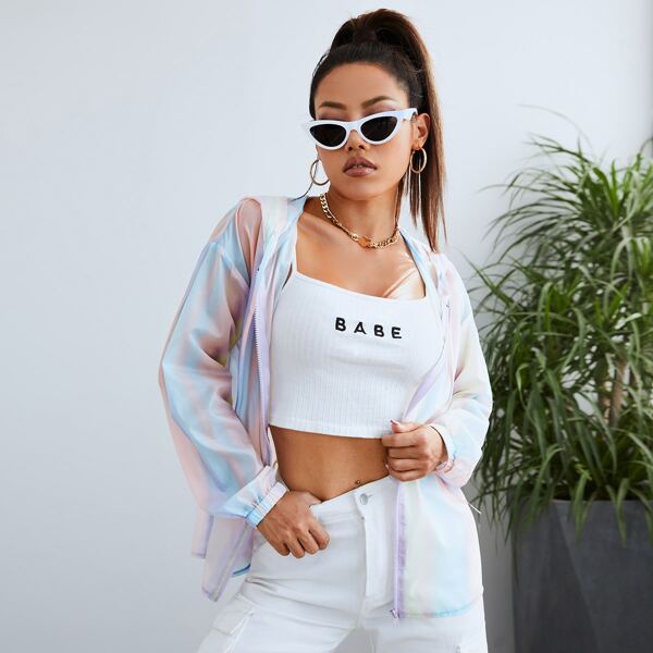

Ombre Zip Up Hooded Jacket, Multicolor