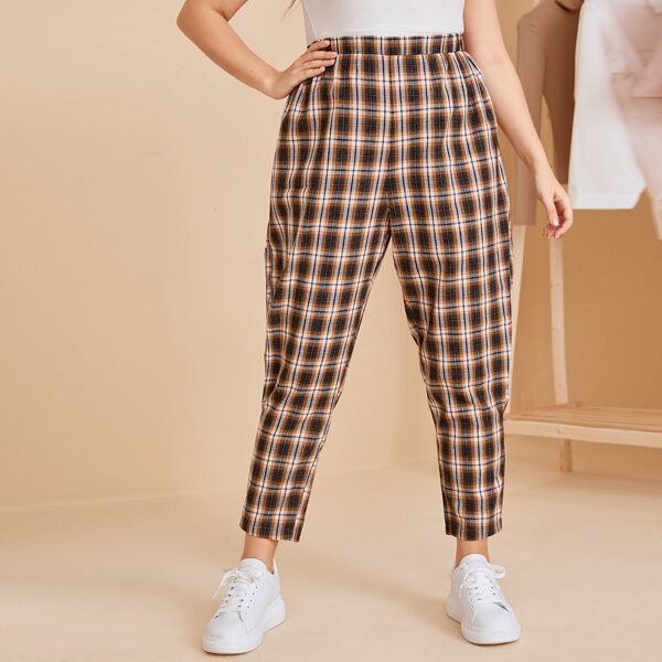 

Plus Tartan Cropped Pants, Multicolor