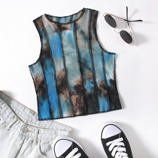 

Tie Dye Stitch Detail Tank Top, Multicolor