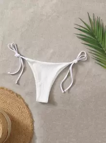 Tie Side Bikini Thong - White - View 1