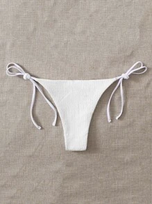 Tie Side Bikini Thong - White - View 2