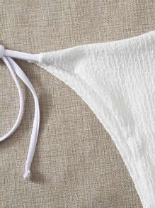 Tie Side Bikini Thong - White - View 3
